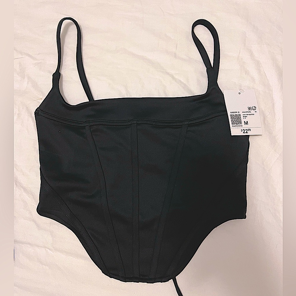 Black tie back crop top